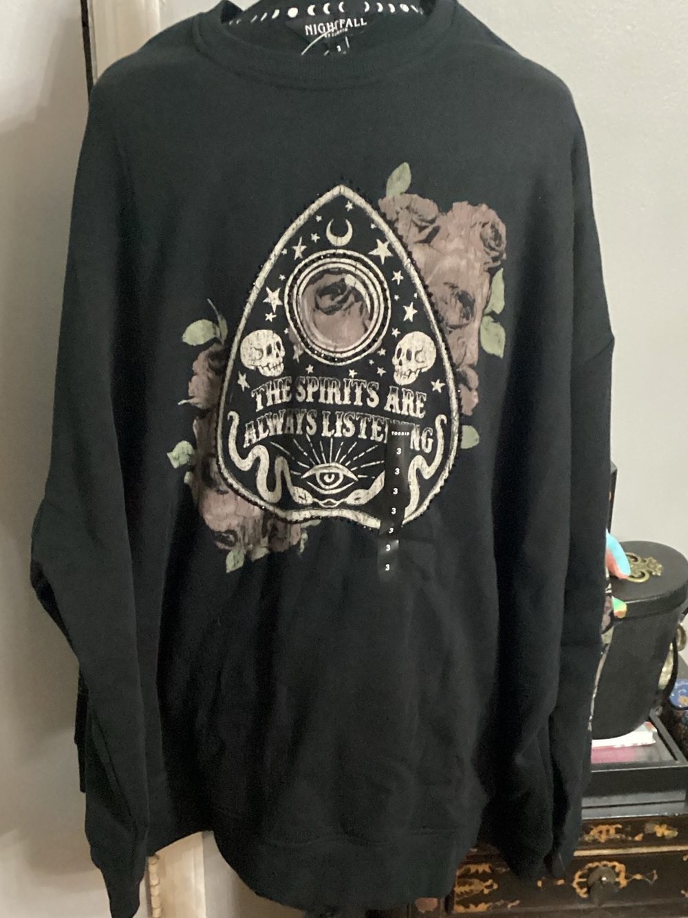 Black Graphic ladies Sweater - Spiritual Ouija Design